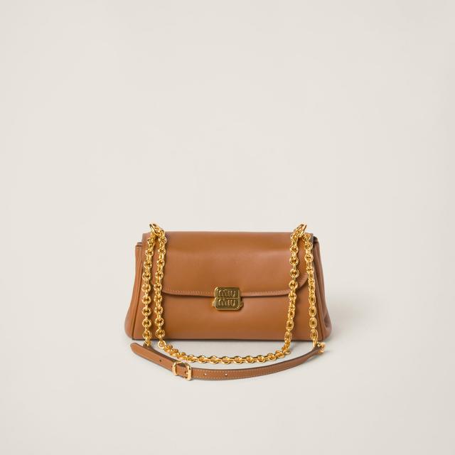 MIU MIU Leather Shoulder Bag In Cognac Product Image