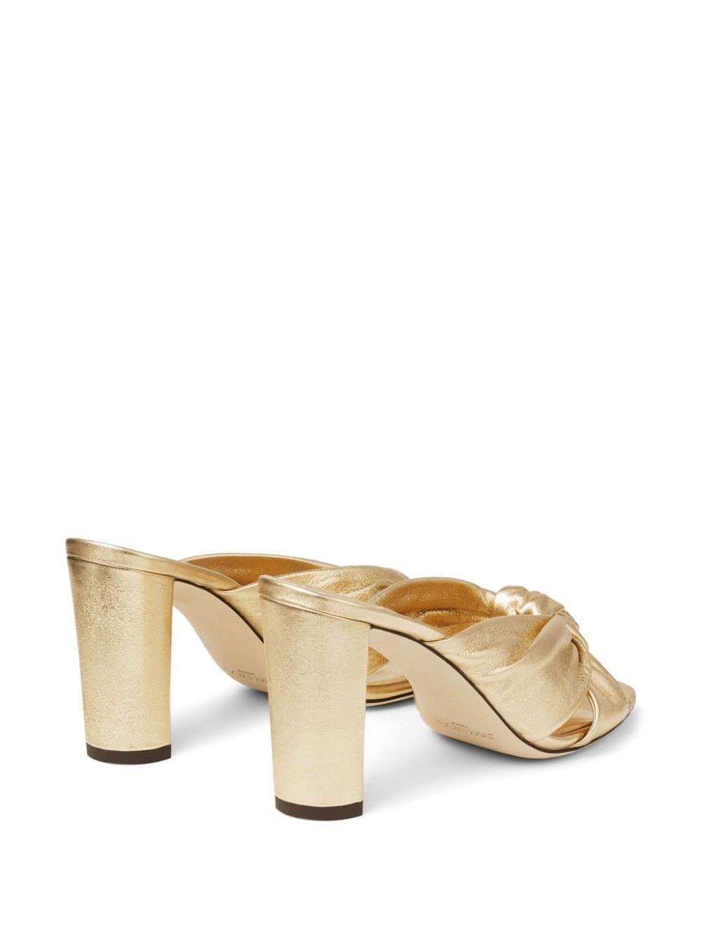 JIMMY CHOO Avenue Metallic-finish Leather Mules In Gold Product Image