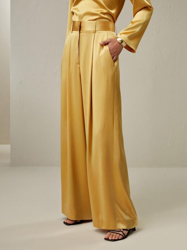 High-Waist Silk Palazzo Pants Product Image