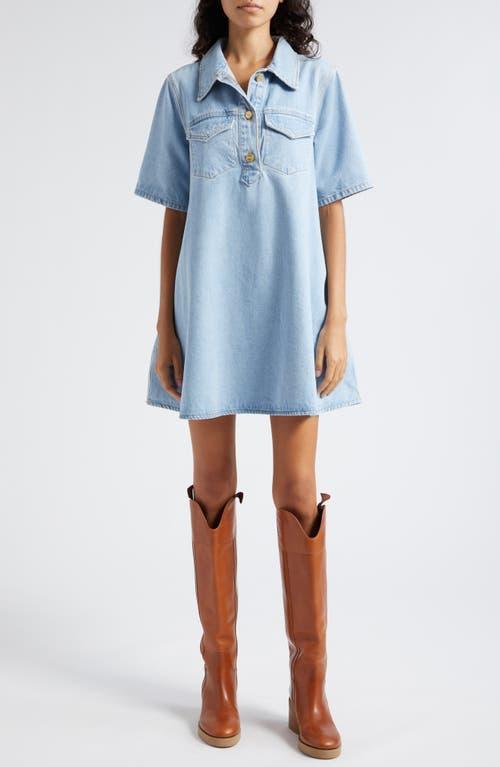 Womens Short-Sleeve Denim Minidress Product Image