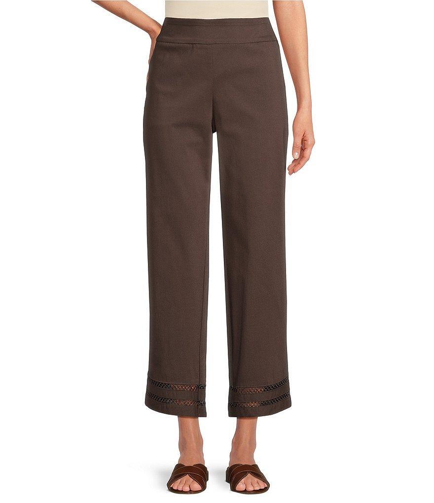 Allison Daley Inset Hem Detail Elastic Waist Tummy Control Pull-On Straight Leg Cropped Pants Product Image