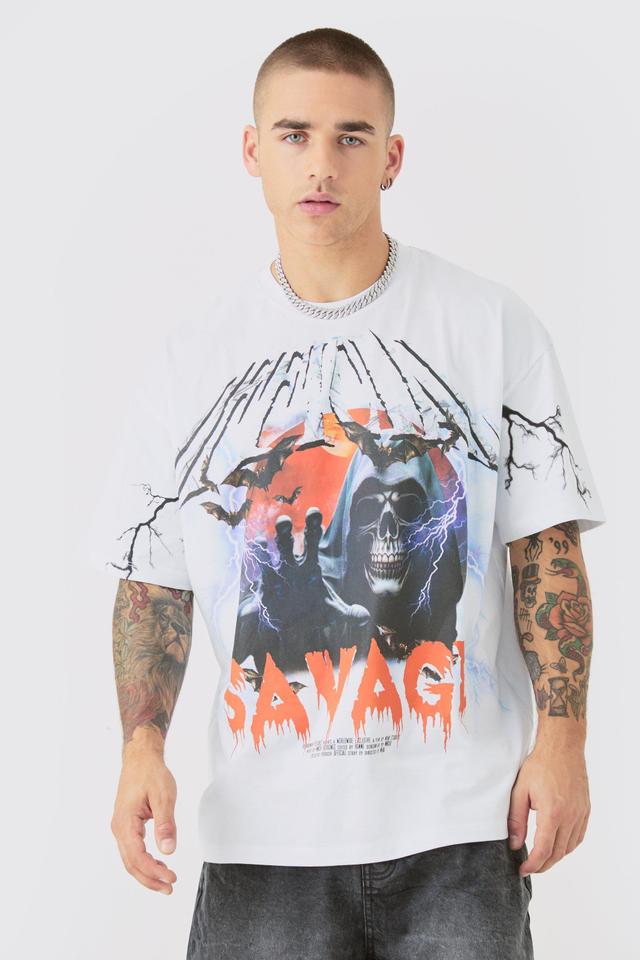 Oversized Large Graphic T-shirt | boohooMAN USA Product Image