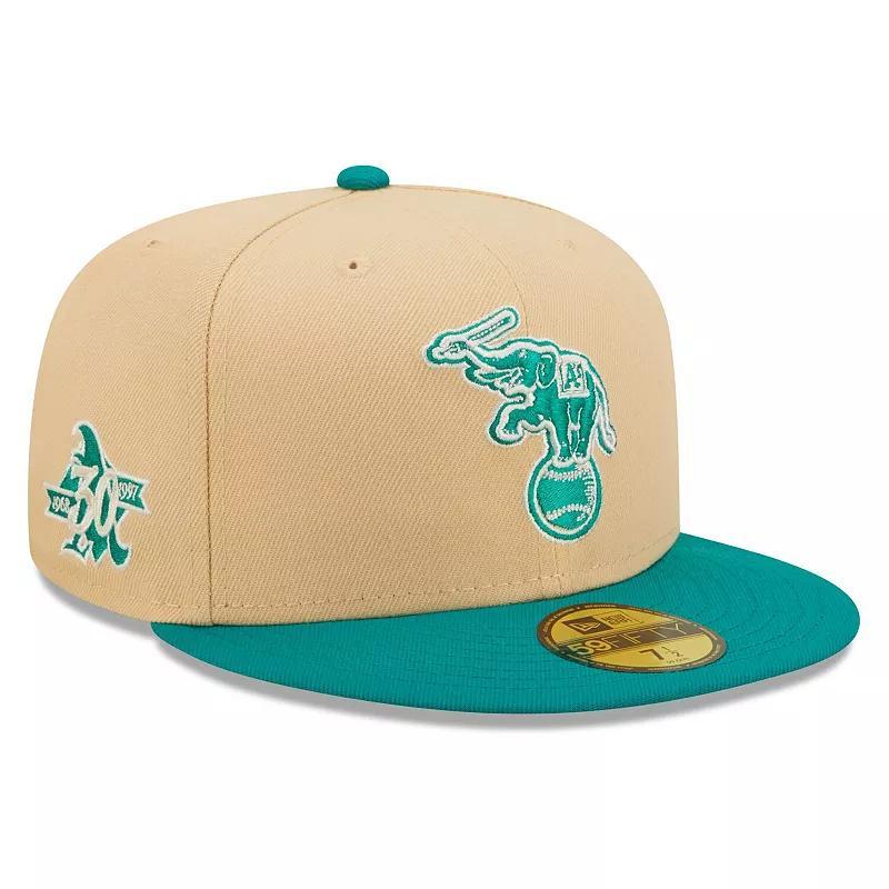 Mens New Era Natural/Teal Oakland Athletics Mango Forest 59FIFTY fitted hat Product Image