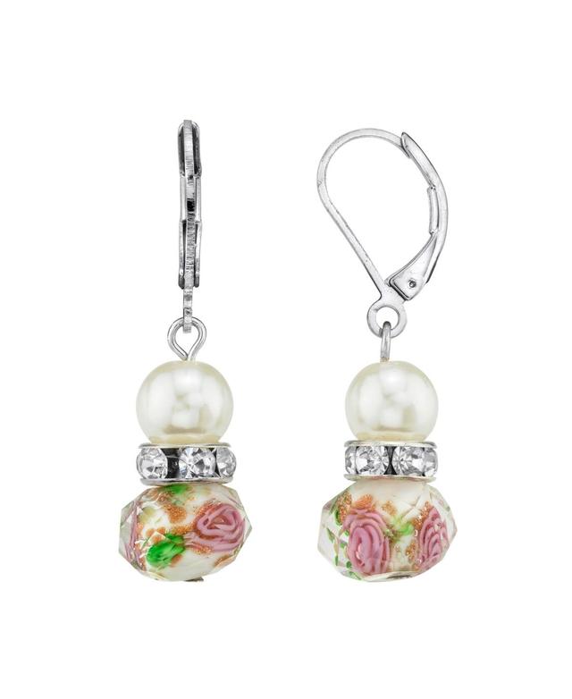 1928 Beaded Drop Earrings, Womens, White Product Image