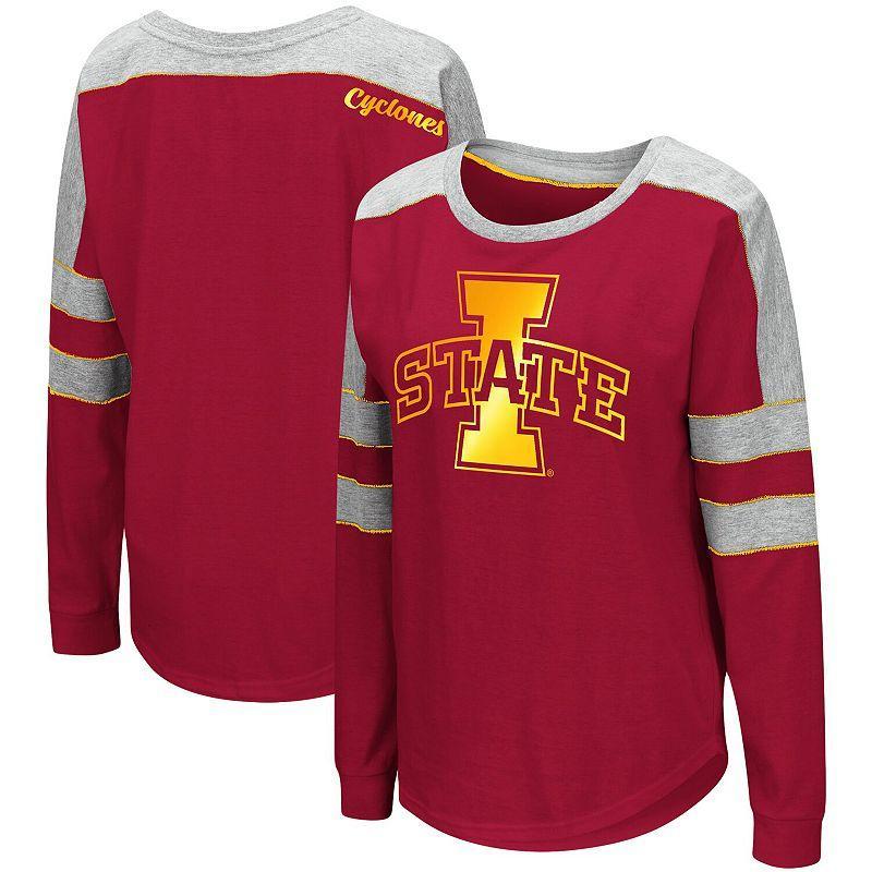 Womens Colosseum Crimson Iowa State Cyclones Trey Dolman Long Sleeve T-Shirt Product Image