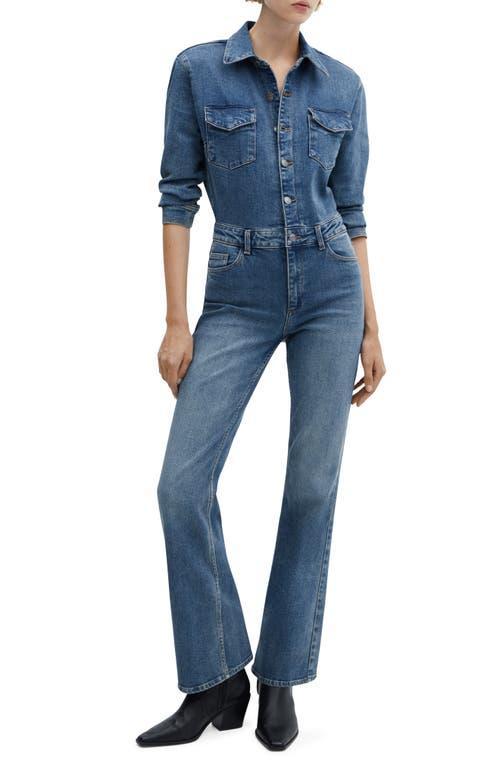 MANGO - Long denim jumpsuit medium vintage blue - S - Women Product Image