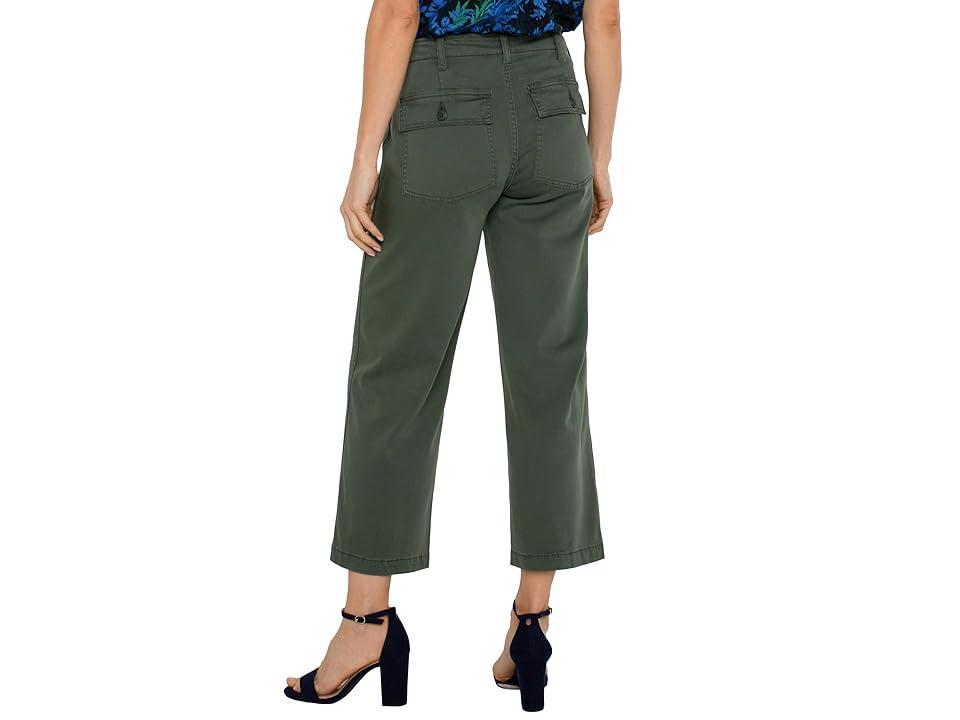 Liverpool Los Angeles Cargo Mid-Rise Crop Wide Leg Soft Touch Twill (Moss ) Women's Dress Pants Product Image