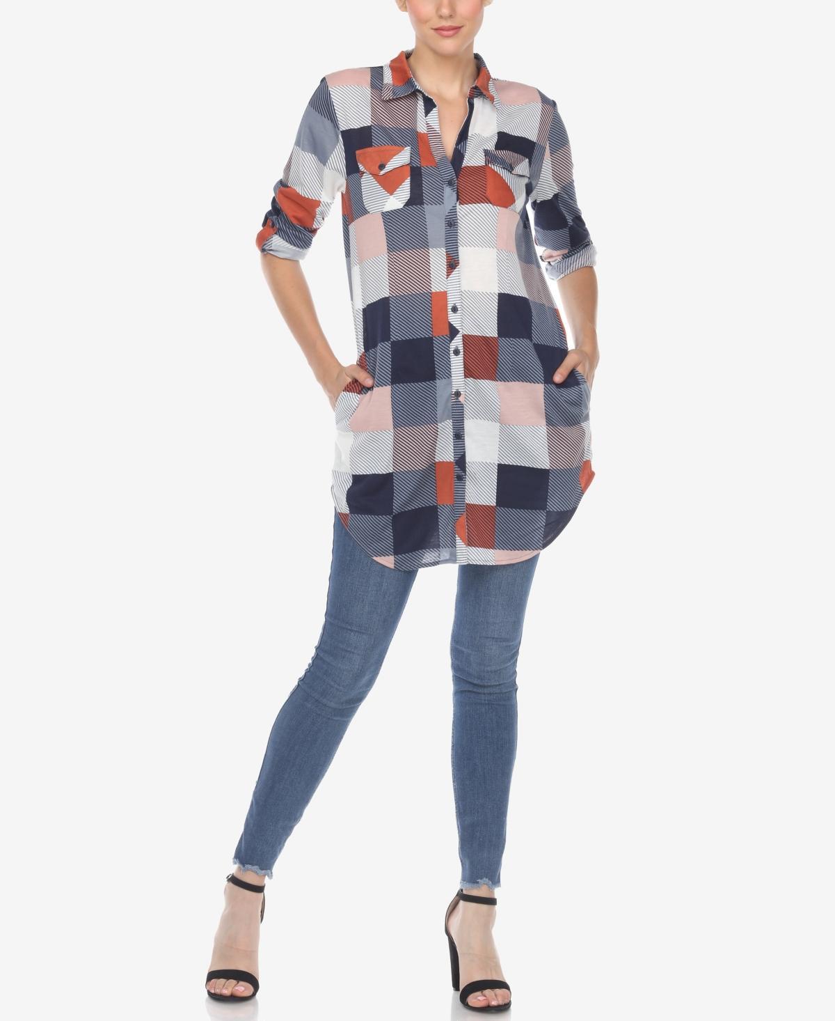 Womens Plaid Tunic Shirt Product Image