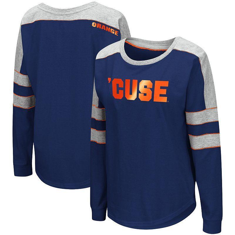 Womens Colosseum Syracuse Orange Trey Dolman Long Sleeve T-Shirt Blue Product Image