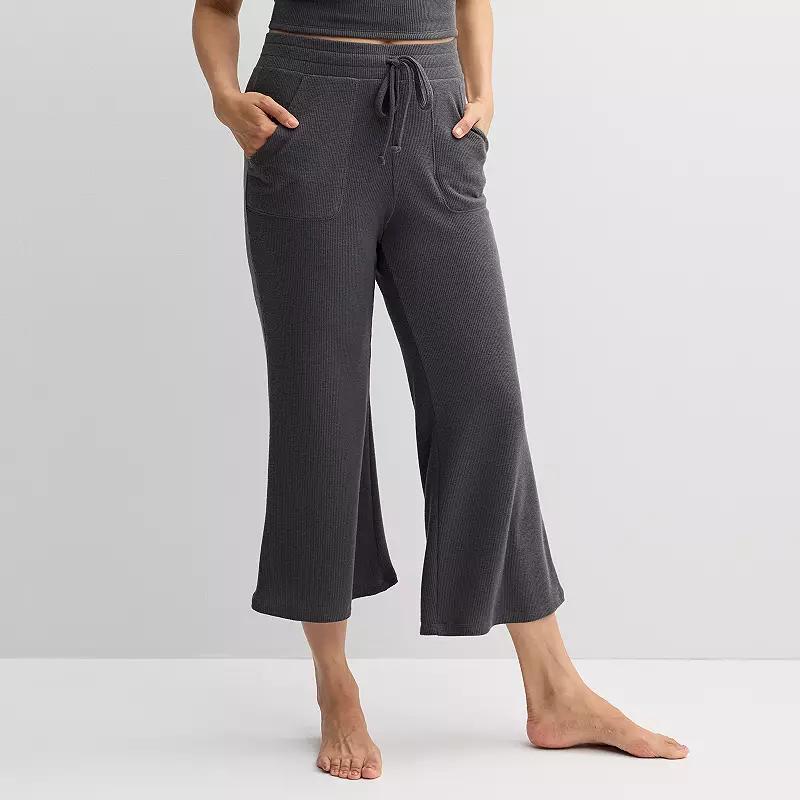 Womens Sonoma Goods For Life Cropped Flare Sleep Pants Grey Mine Product Image