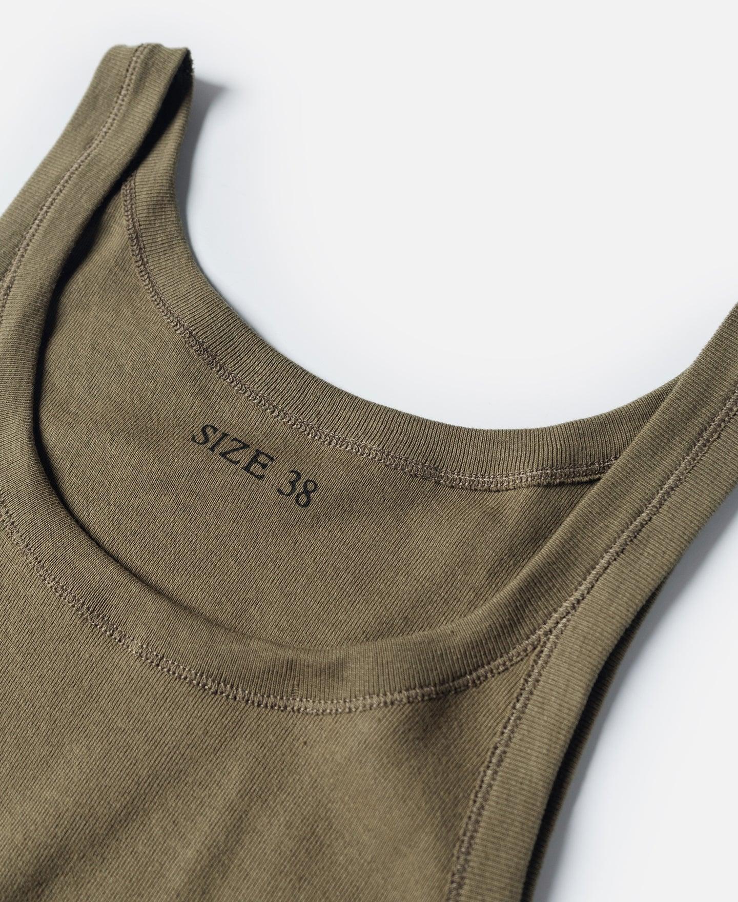 Military Cotton Tank Top - Olive Product Image