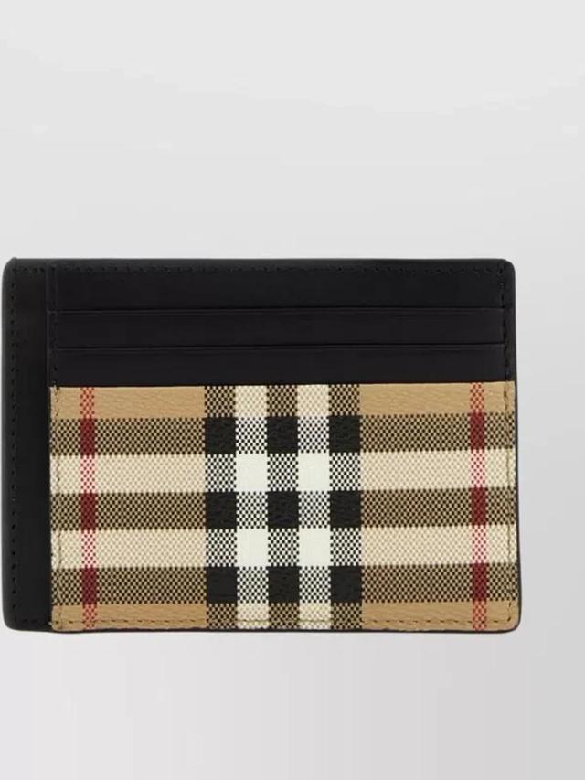 Canvas Cardholder With Checkered Pattern And Contrast Trim In Beige Product Image