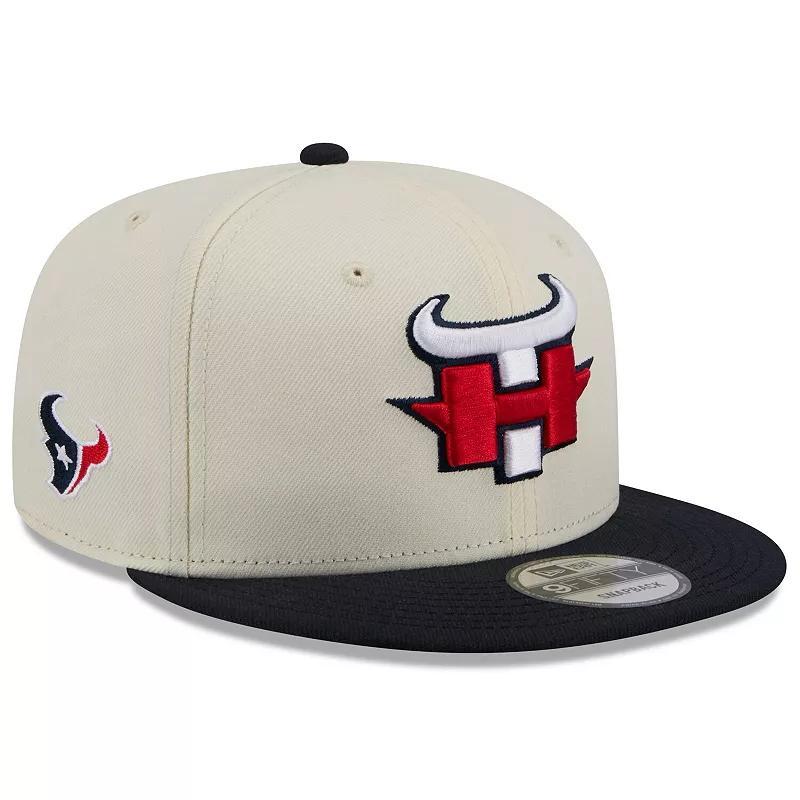 Mens New Era Cream/Navy Houston Texans City Originals 9FIFTY Snapback Hat Product Image