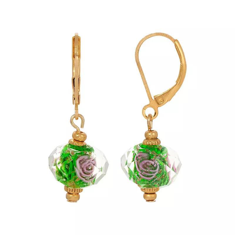 2028 Clear Crystal Green Flower Earrings Product Image