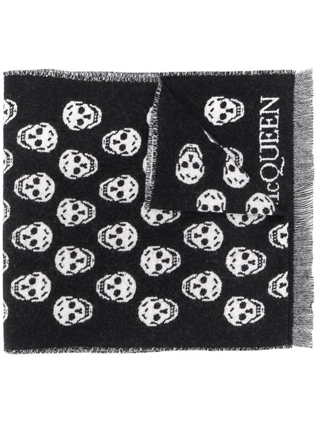 Skull Jacquard-woven Scarf In Black Product Image