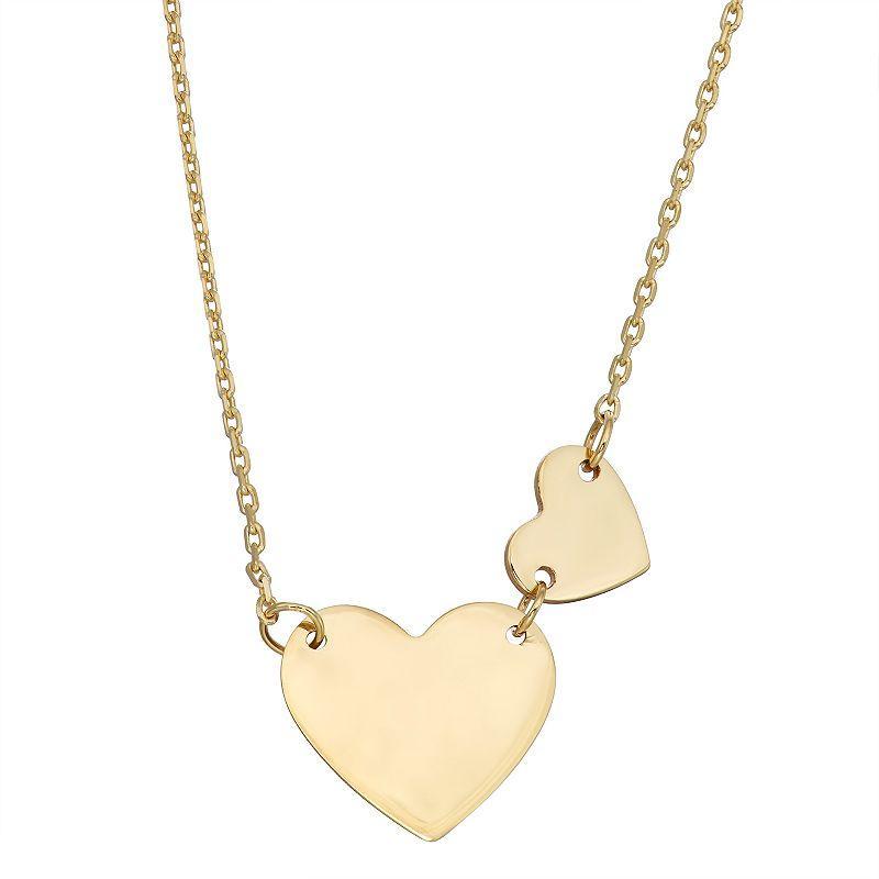 10k Gold Double Heart Necklace, Womens Yellow Product Image