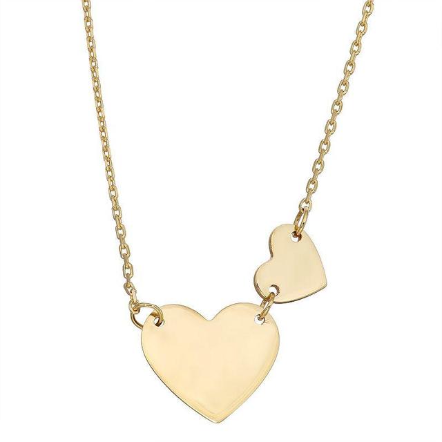 10k Gold Double Heart Necklace, Womens Product Image