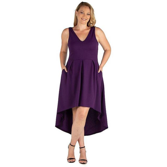 Plus Size 24seven Comfort Apparel High-Low Party Dress with Pockets, Womens Product Image