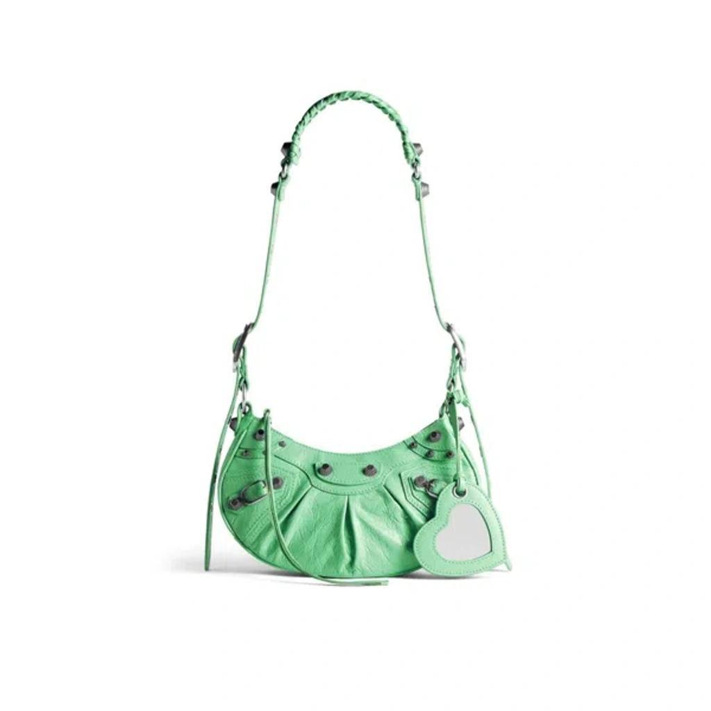 Le Cagole Xs Leather Shoulder Bag In Green Product Image