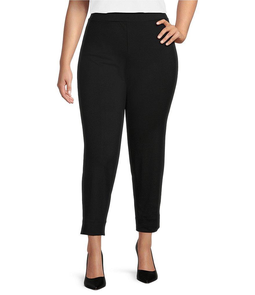 Anne Klein Plus Size Stretch Slim Leg Side Slit Pull-On Cropped Pants Product Image