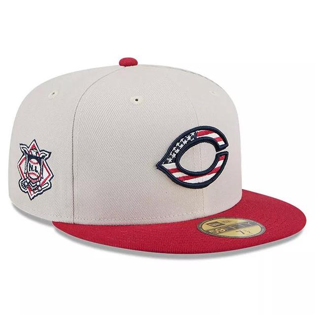 Mens New Era Khaki/Red Cincinnati Reds 2024 Fourth of July 59FIFTY Fitted Hat Product Image