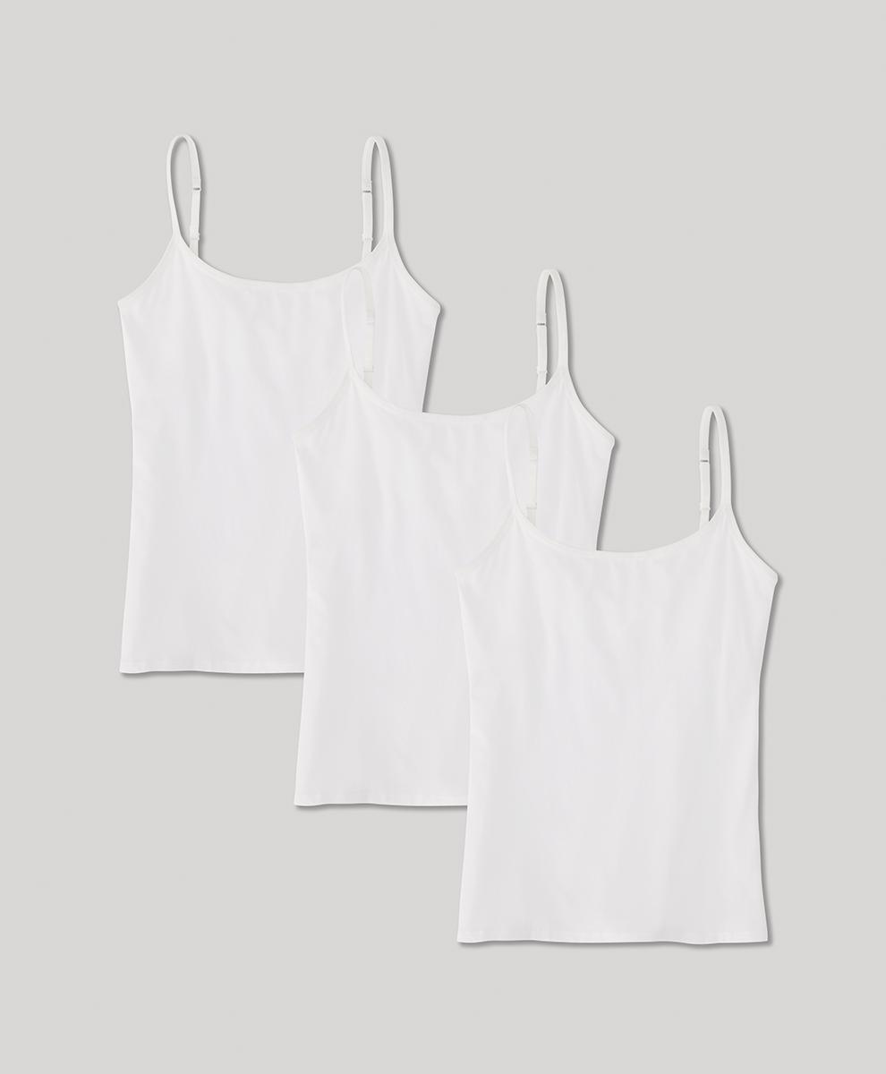 Womens White Everyday Shelf Bra Camisole 3-Pack XS Product Image