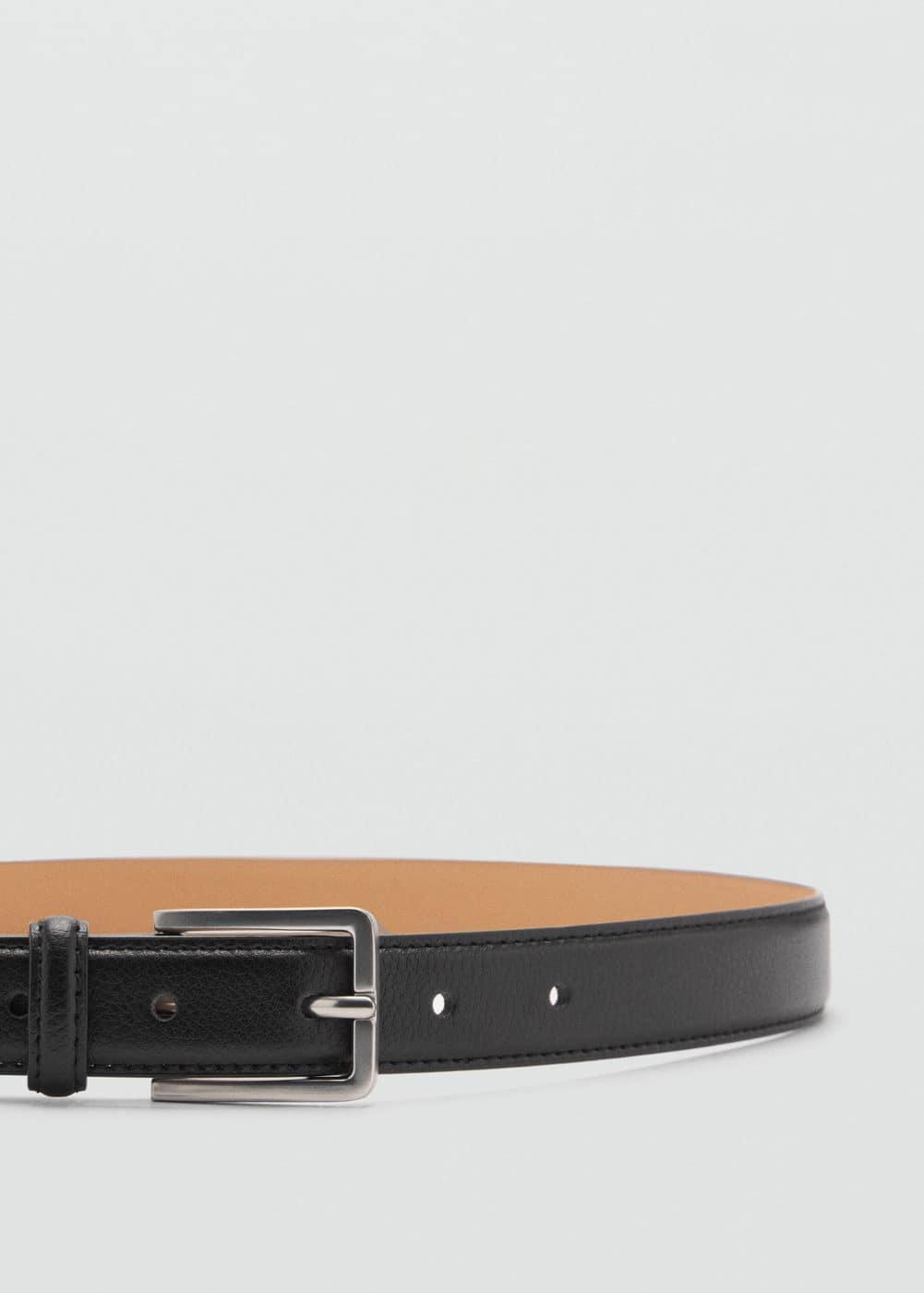 MANGO MAN - 100% tumbled leather belt blackMen Product Image