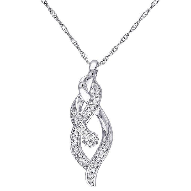 Stella Grace 10k White Gold 1/10 Carat T.W. Diamond Twist Pendant, Womens Product Image