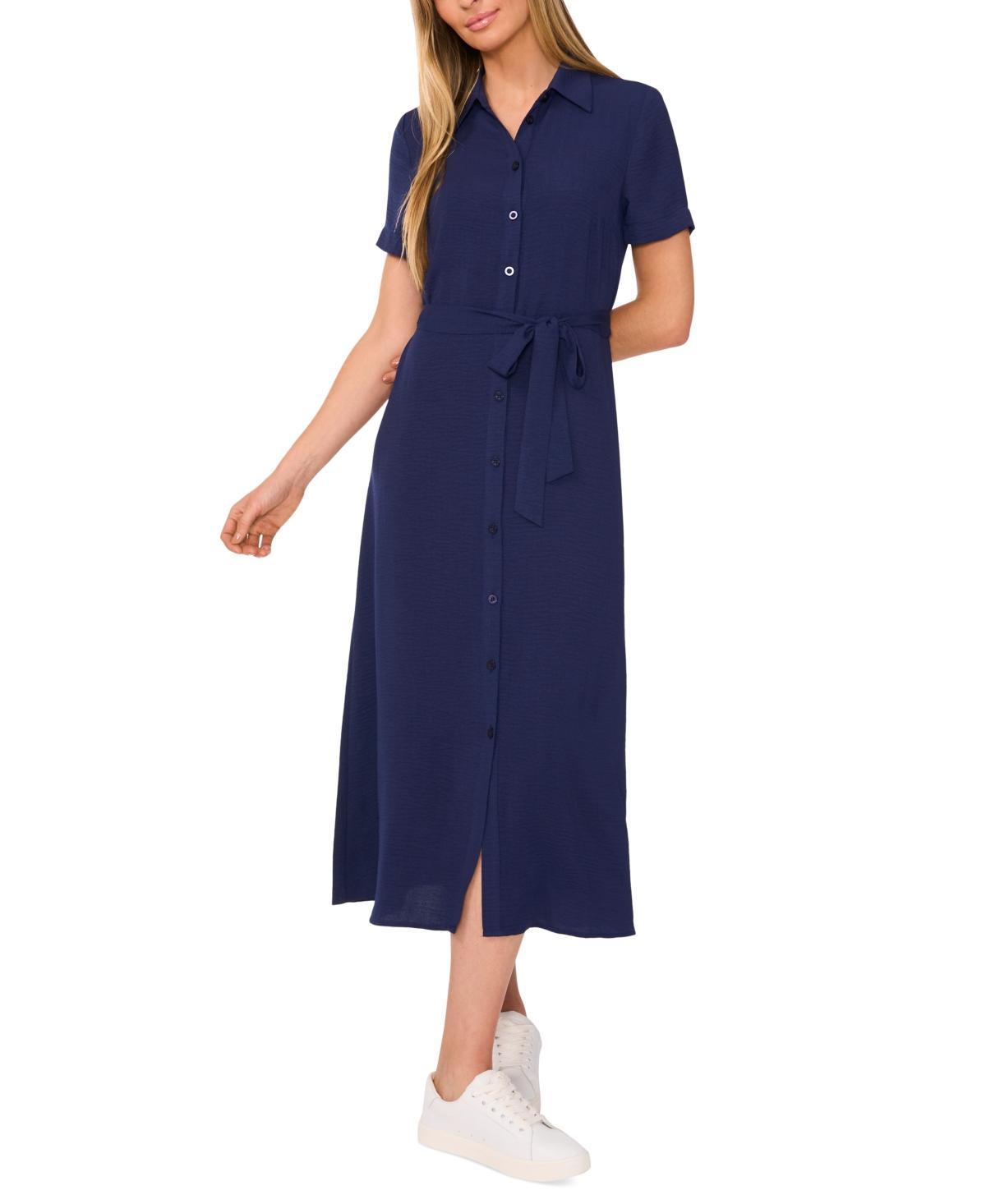 CeCe Womens Short-Sleeve Belted Midi Shirtdress Product Image