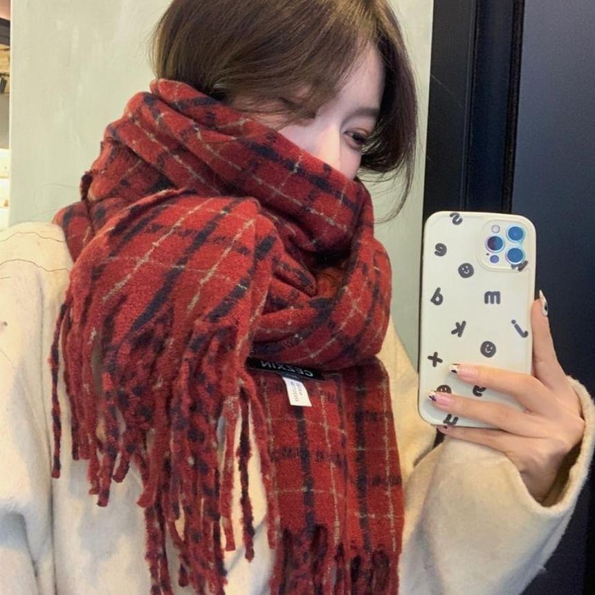 Plaid Fringed Scarf product image