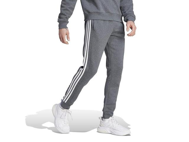 Mens adidas Essentials Fleece 3-Stripes Tapered Cuff Pants Medium Gray Grey Product Image