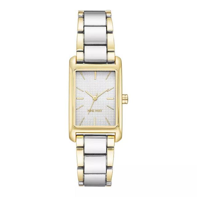 Nine West Womens Two Tone Rectangle Case Watch, Silver Product Image