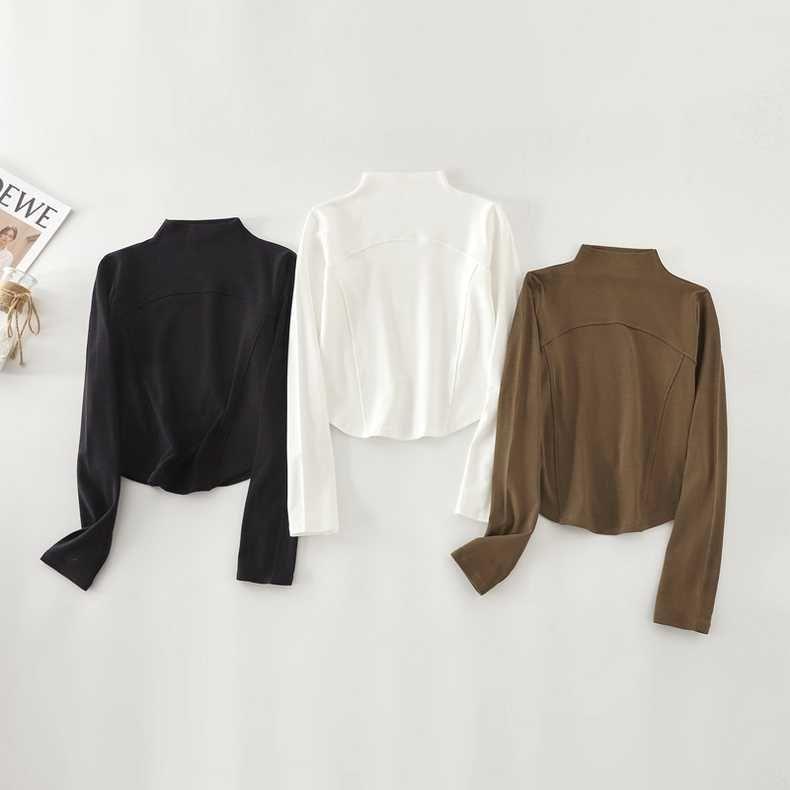 Long-Sleeve Mock Neck Plain Top Product Image