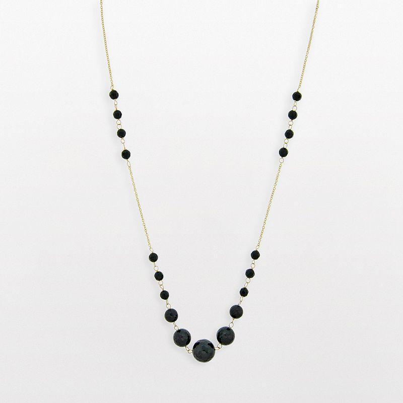 Gemminded 10k Gold Black Onyx Bead Necklace, Womens Product Image