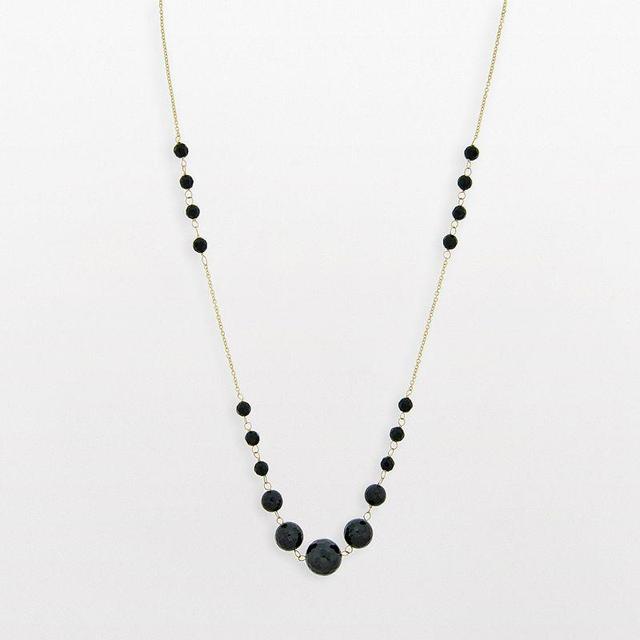 Gemminded 10k Gold Black Onyx Bead Necklace, Womens Product Image