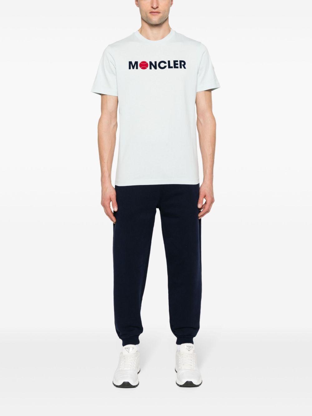 MONCLER Blue Flocked T-shirt Product Image