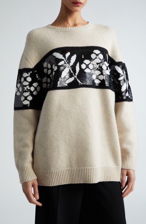 Max Mara Floral Jacquard Oversize Wool & Cashmere Crewneck Sweater Product Image