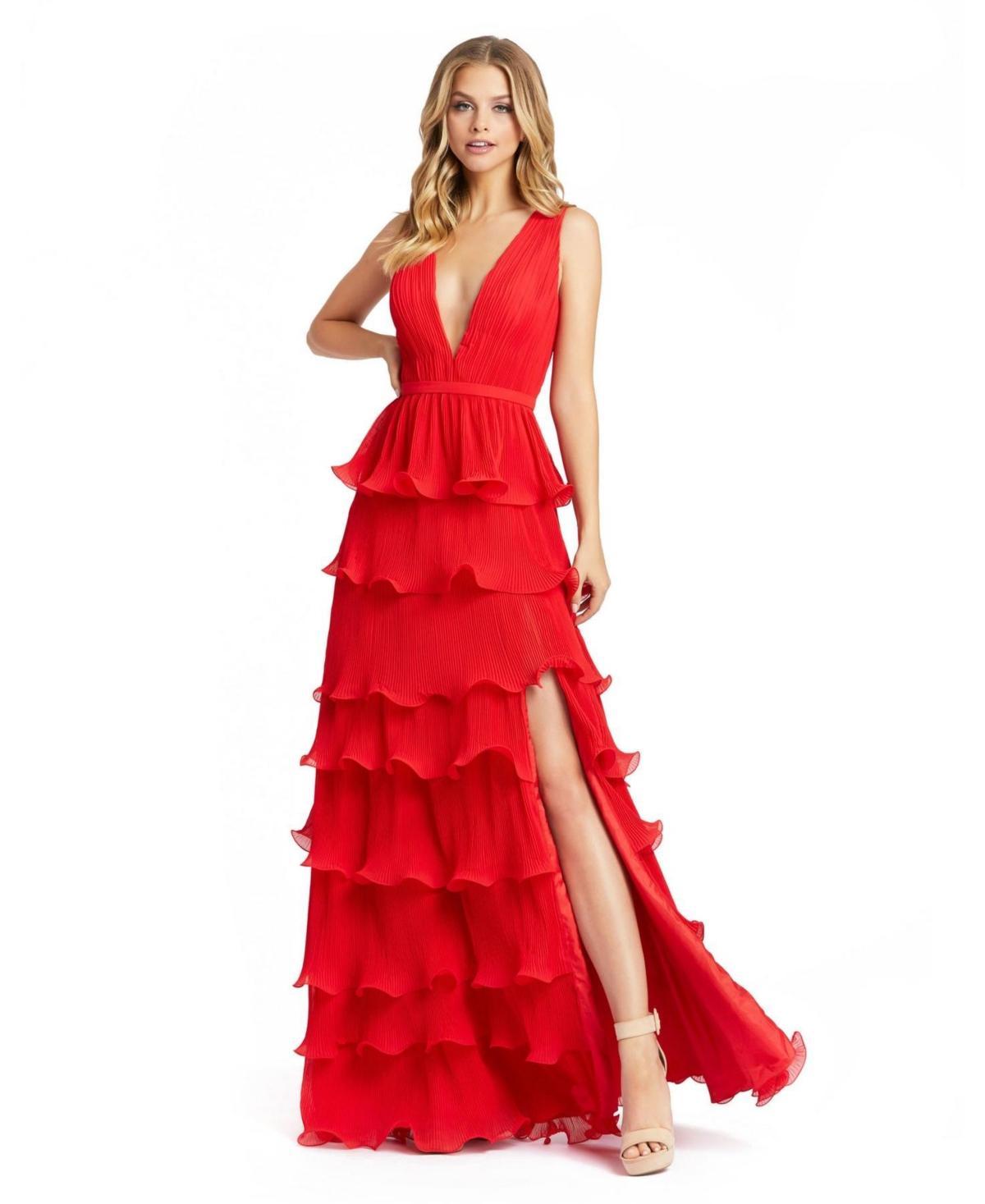 Ieena for Mac Duggal Tiered Ruffle A-Line Gown Product Image