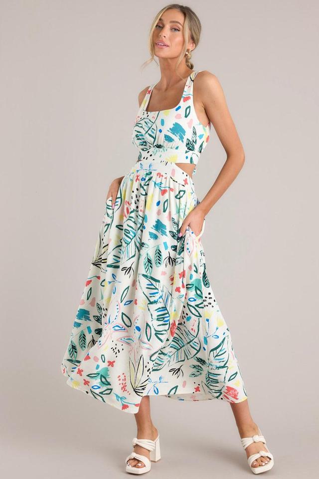 Glimpse of Summer White Tropical Print Maxi Dress Product Image