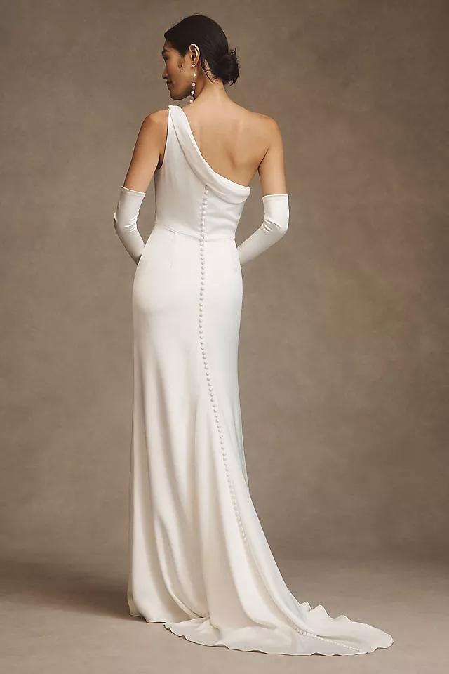 Jenny by Jenny Yoo Elora One-Shoulder Ruched Satin Slip Gown Product Image