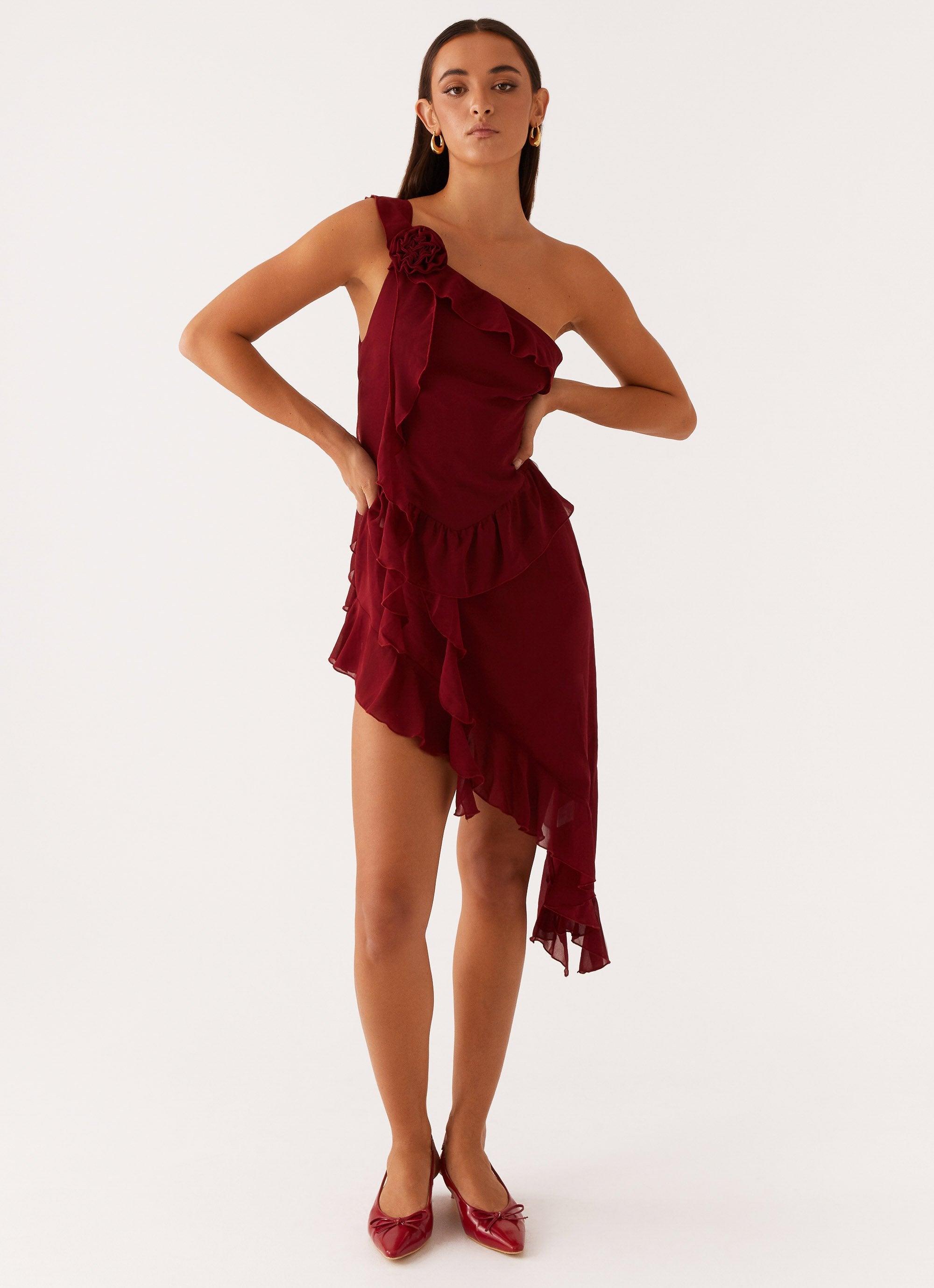 No Secret Mini Dress - Deep Red Product Image