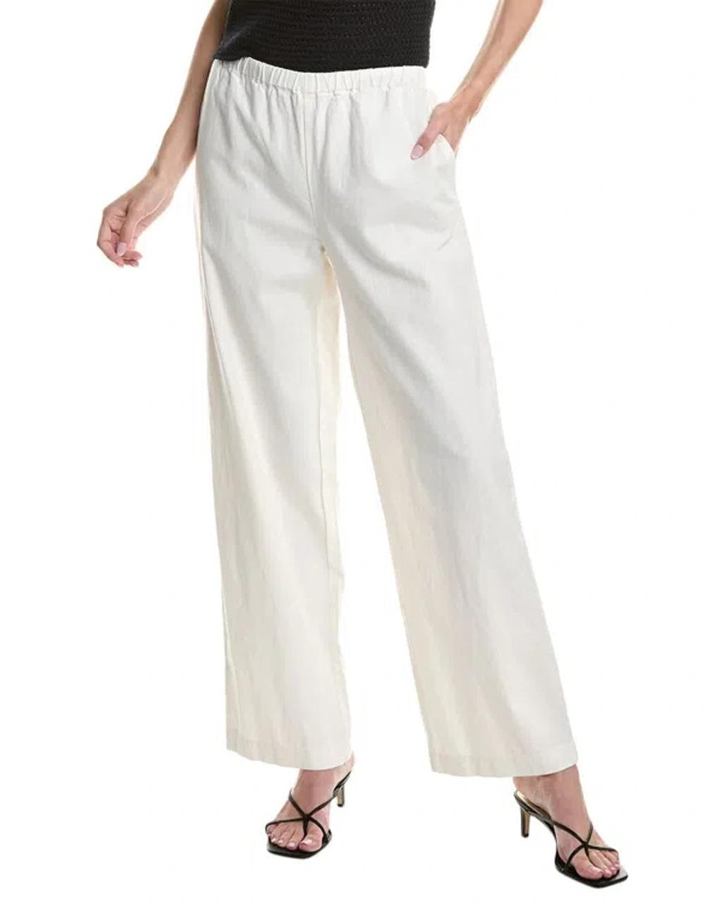 Drawstring Wide Leg Pull-on Pant In White Product Image