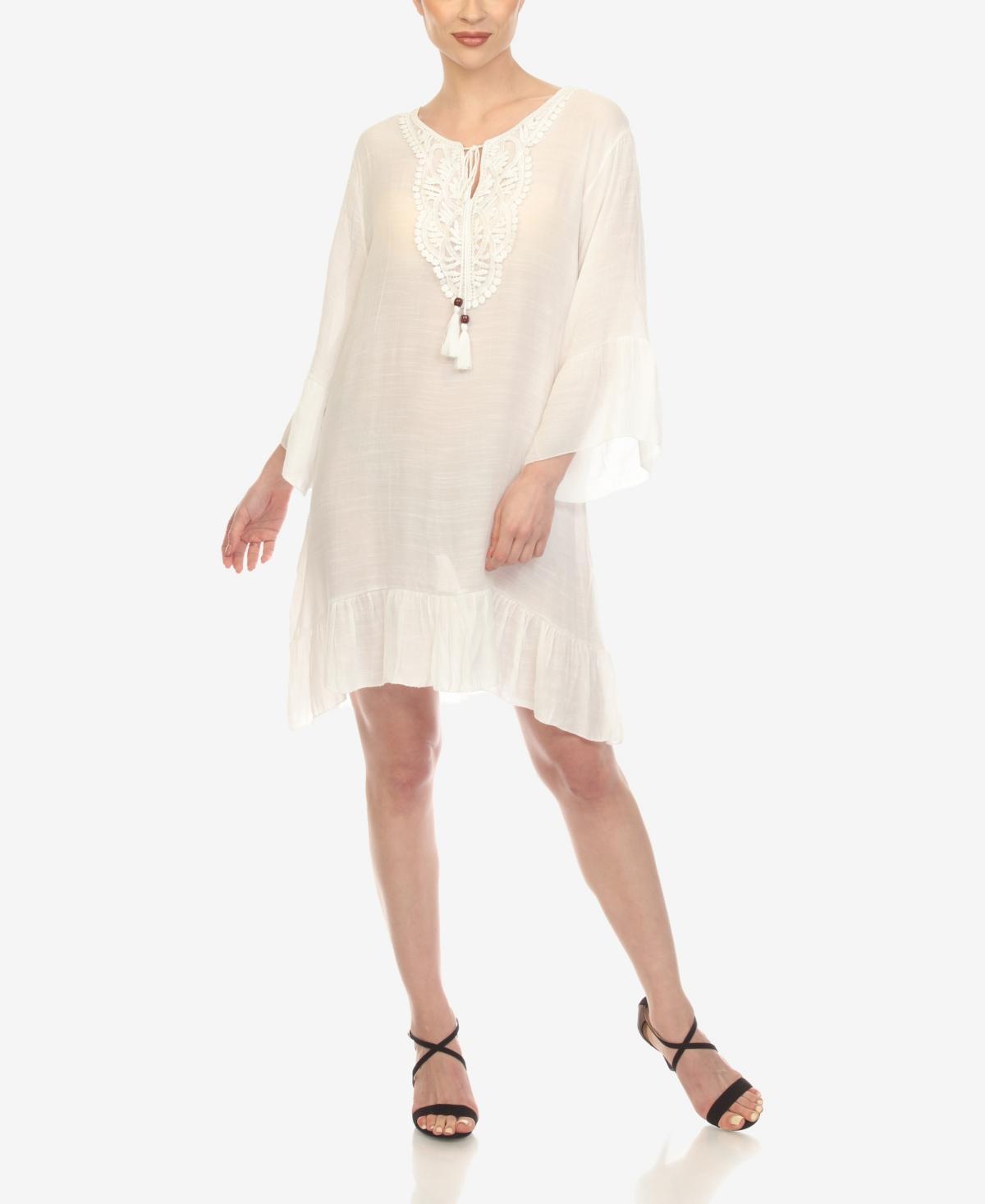 White Mark Womens Sheer Crochet Knee Length Cover Up Dress Product Image