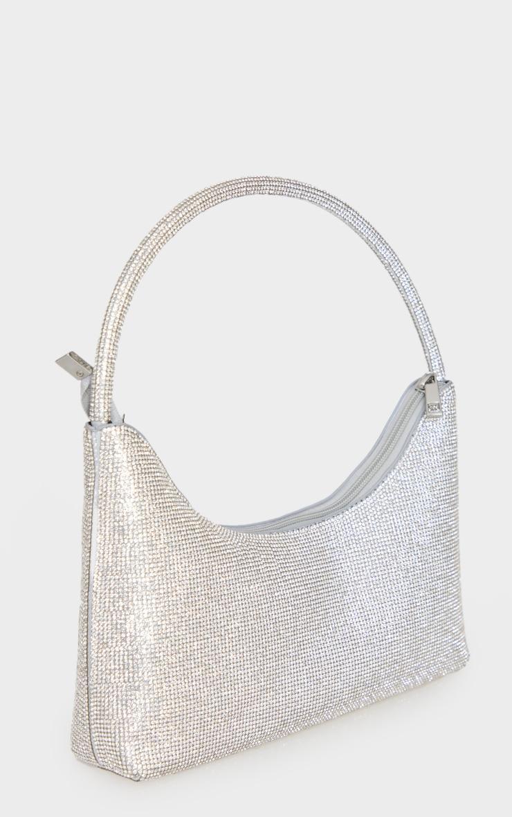 Silver All Over Diamante Shoulder Bag Product Image