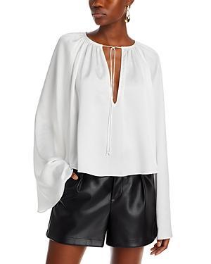 Womens Shirred Satin Blouse Product Image