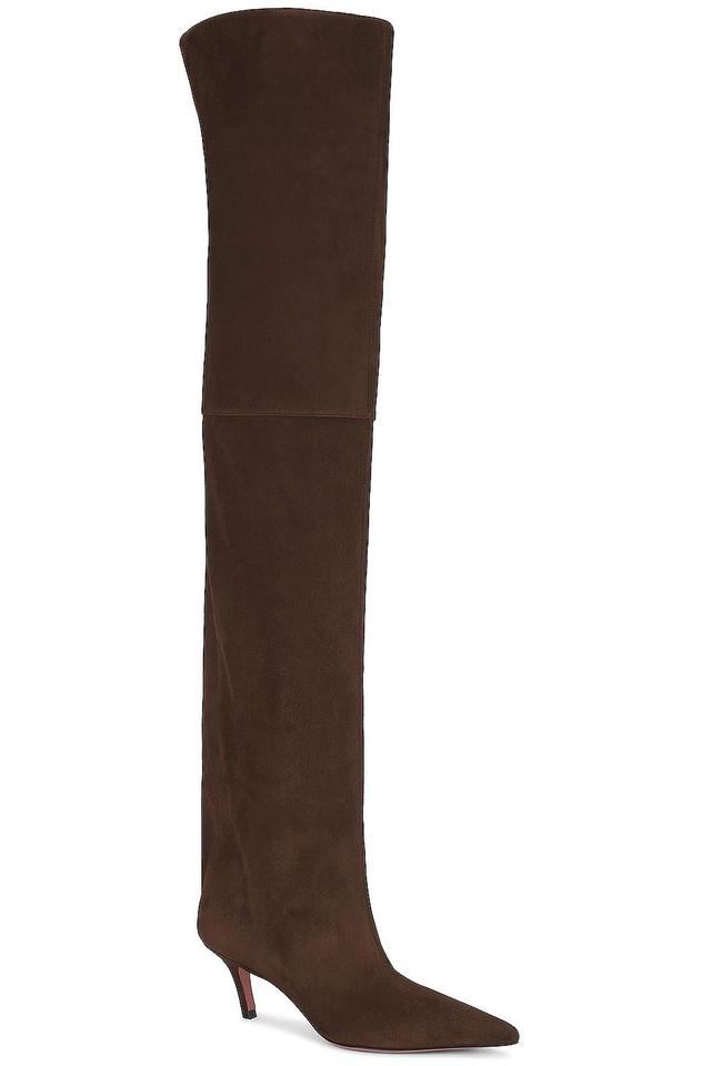 AMINA MUADDI Fiona Suede Thigh High 60 Boot in Brown Product Image