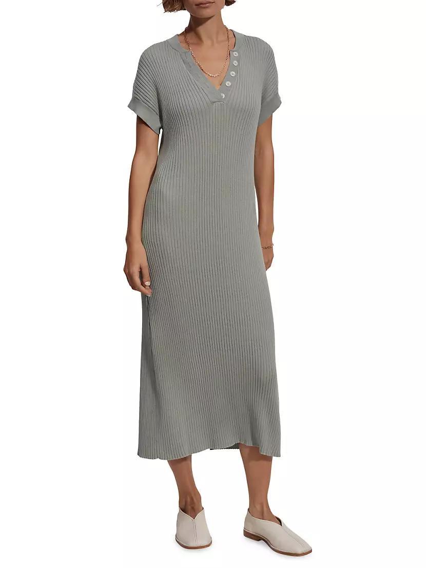 Aria Ribbed Cotton Midi-Dress Product Image