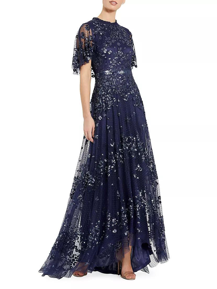 Sequin-Embellished A-Line Tulle Gown Product Image