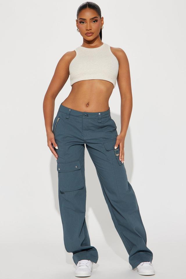 All Within Me Wide Leg Cargo Pant - Slate Blue Product Image