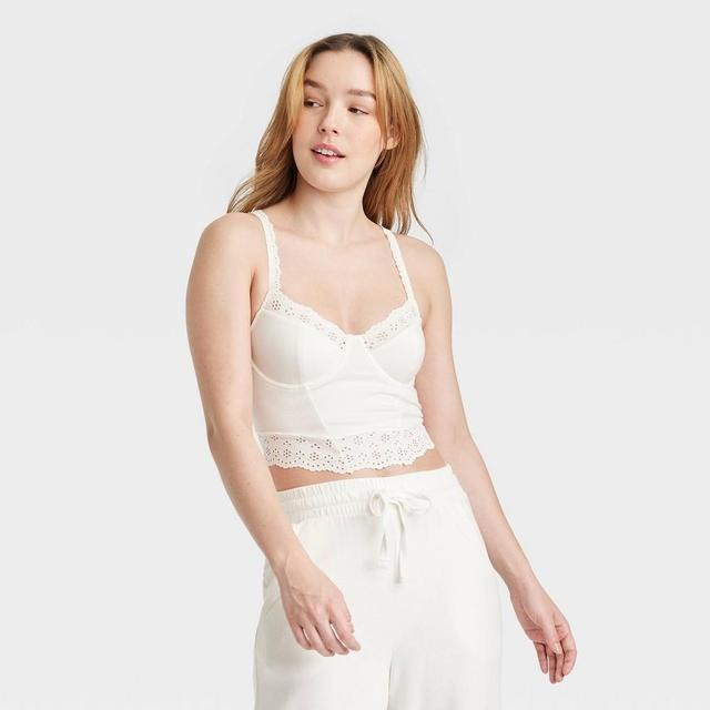 Womens Eyelet Corset - Colsie Off-White S Product Image